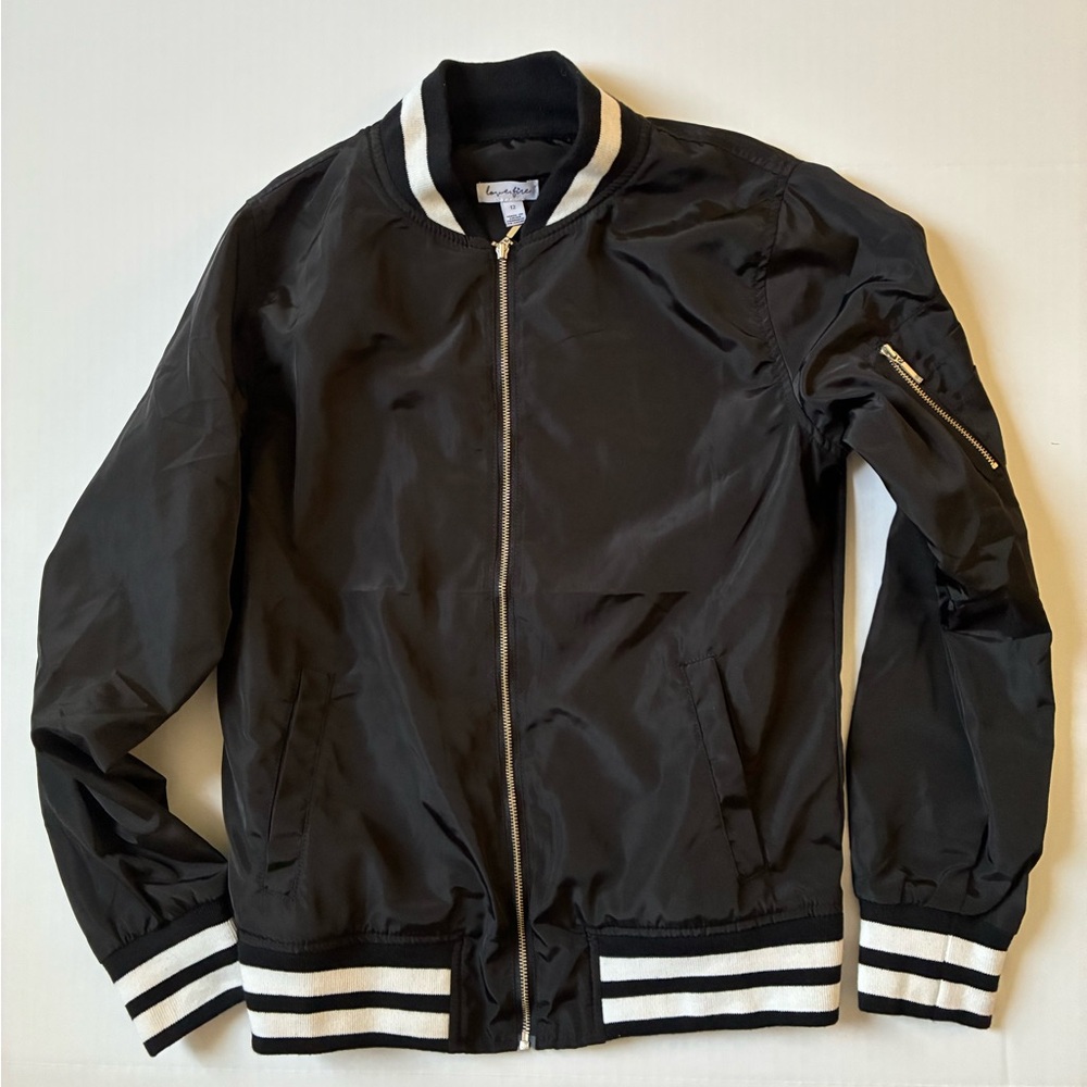 Love Fire Black wind breaker Jacket with Striped Trim 12 boys